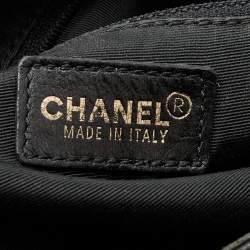 Pre Owned Chanel Black Leather Chocolate Bar Barrel Bag