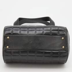 Pre Owned Chanel Black Leather Chocolate Bar Barrel Bag