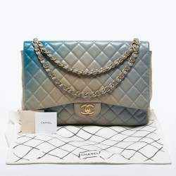 Pre Owned Chanel Ombre Blue Quilted Leather Maxi Classic Single Flap Shoulder Bag
