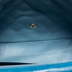 Pre Owned Chanel Ombre Blue Quilted Leather Maxi Classic Single Flap Shoulder Bag