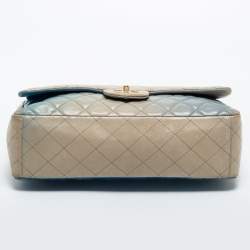 Pre Owned Chanel Ombre Blue Quilted Leather Maxi Classic Single Flap Shoulder Bag
