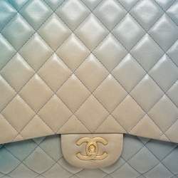 Pre Owned Chanel Ombre Blue Quilted Leather Maxi Classic Single Flap Shoulder Bag