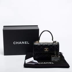 Pre Owned Chanel Black Quilted Lambskin Leather Small Trendy CC Flap Top Handle Bag
