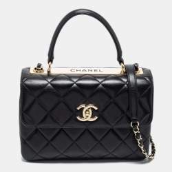 CHANEL Gray Lambskin Quilted Leather Small Trendy Top Handle Bag - The  Purse Ladies