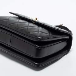 Pre Owned Chanel Black Quilted Lambskin Leather Small Trendy CC Flap Top Handle Bag