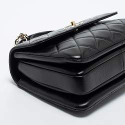 Pre Owned Chanel Black Quilted Lambskin Leather Small Trendy CC Flap Top Handle Bag