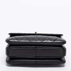 Pre Owned Chanel Black Quilted Lambskin Leather Small Trendy CC Flap Top Handle Bag
