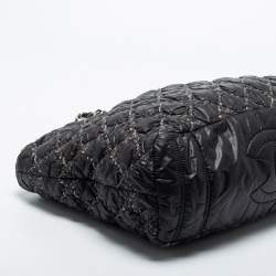 Pre Owned Chanel Black Tweed Stitch Quilted Bubble Nylon Limited Edition Tote