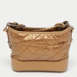 Pre Owned Chanel Metallic Brown Quilted Leather Small Gabrielle Hobo