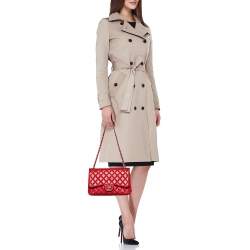 Pre Owned Chanel Red Quilted Caviar Leather Jumbo Classic Double Flap Bag