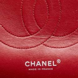 Pre Owned Chanel Red Quilted Caviar Leather Jumbo Classic Double Flap Bag