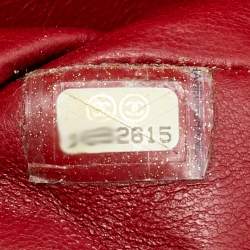 Pre Owned Chanel Red Quilted Caviar Leather Jumbo Classic Double Flap Bag
