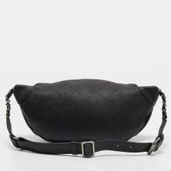 Pre Owned Chanel Black Quilt Stitched Caviar Leather CC Belt Bag
