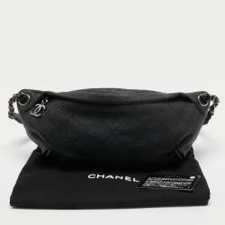 Pre Owned Chanel Black Quilt Stitched Caviar Leather CC Belt Bag