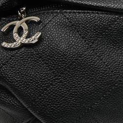 Pre Owned Chanel Black Quilt Stitched Caviar Leather CC Belt Bag