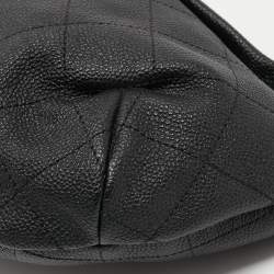 Pre Owned Chanel Black Quilt Stitched Caviar Leather CC Belt Bag