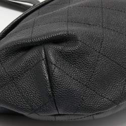 Pre Owned Chanel Black Quilt Stitched Caviar Leather CC Belt Bag
