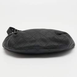 Pre Owned Chanel Black Quilt Stitched Caviar Leather CC Belt Bag