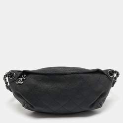 Pre Owned Chanel Black Quilt Stitched Caviar Leather CC Belt Bag