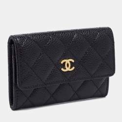 Chanel Black Quilted Leather CC Flap Compact Wallet