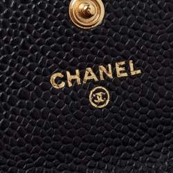Chanel Black Quilted Leather CC Flap Compact Wallet