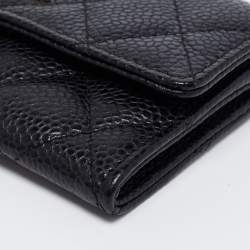Chanel Black Quilted Leather CC Flap Compact Wallet