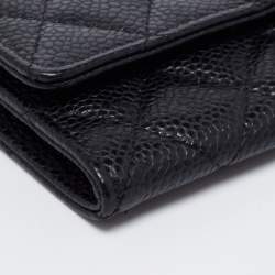 Chanel Black Quilted Leather CC Flap Compact Wallet