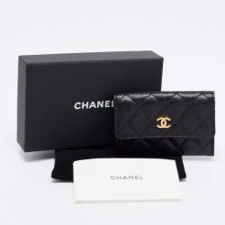 Chanel Black Quilted Leather CC Flap Compact Wallet