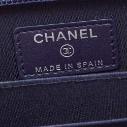 Chanel Dark Blue Caviar Leather CC Timeless Zip Around Wallet