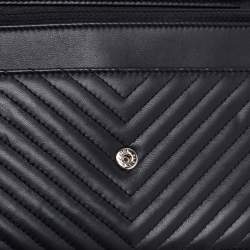 Chanel Black Chevron Leather Wallet on Chain