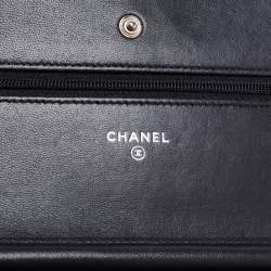 Chanel Black Chevron Leather Wallet on Chain