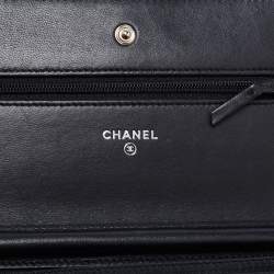 Chanel Black Chevron Leather Wallet on Chain