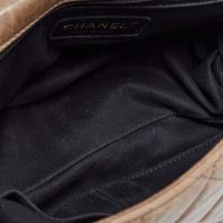 Pre Owned Chanel Dark Beige Quilted Leather Medium Castle Rock Flap Bag