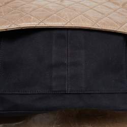 Pre Owned Chanel Dark Beige Quilted Leather Medium Castle Rock Flap Bag