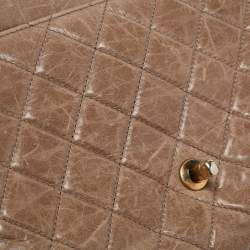 Pre Owned Chanel Dark Beige Quilted Leather Medium Castle Rock Flap Bag