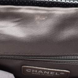 Pre Owned Chanel Black Perforated Pleated Leather CC Frame Satchel
