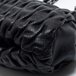 Pre Owned Chanel Black Perforated Pleated Leather CC Frame Satchel