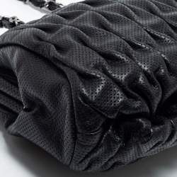 Pre Owned Chanel Black Perforated Pleated Leather CC Frame Satchel