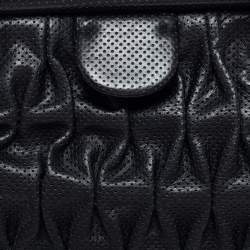 Pre Owned Chanel Black Perforated Pleated Leather CC Frame Satchel
