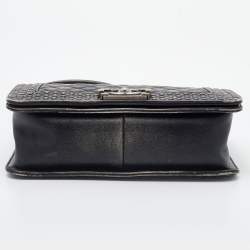 Pre Owned Chanel Black/Grey Quilted Leather Medium Studded Boy Bag