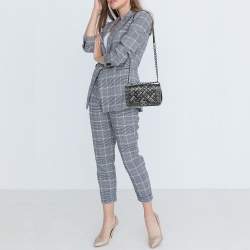 Pre Owned Chanel Black/Grey Quilted Leather Medium Studded Boy Bag