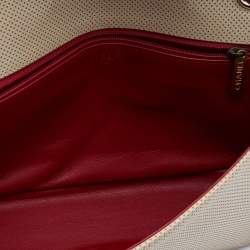 Pre Owned Chanel Beige Perforated Leather Vintage Flap Bag