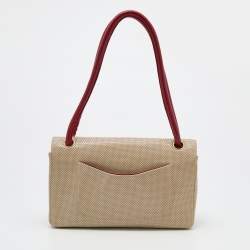 Pre Owned Chanel Beige Perforated Leather Vintage Flap Bag