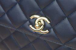 Pre Owned Chanel Navy Blue Lambskin Leather Trendy CC 2014 Shoulder Bag