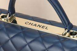 Pre Owned Chanel Navy Blue Lambskin Leather Trendy CC 2014 Shoulder Bag