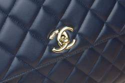 Pre Owned Chanel Navy Blue Lambskin Leather Trendy CC 2014 Shoulder Bag