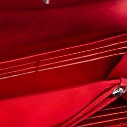 Chanel Red Patent Leather Single Flap Boy Continental Wallet