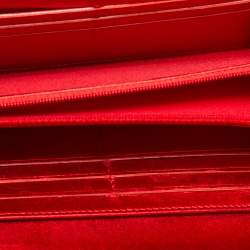 Chanel Red Patent Leather Single Flap Boy Continental Wallet
