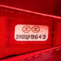 Chanel Red Patent Leather Single Flap Boy Continental Wallet