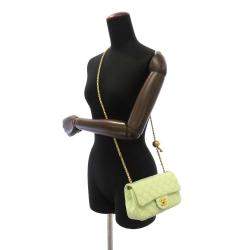 Pre Owned Chanel Green Lambskin Leather Rectangular Mini Pearl Crush Flap Bag Shoulder Bag